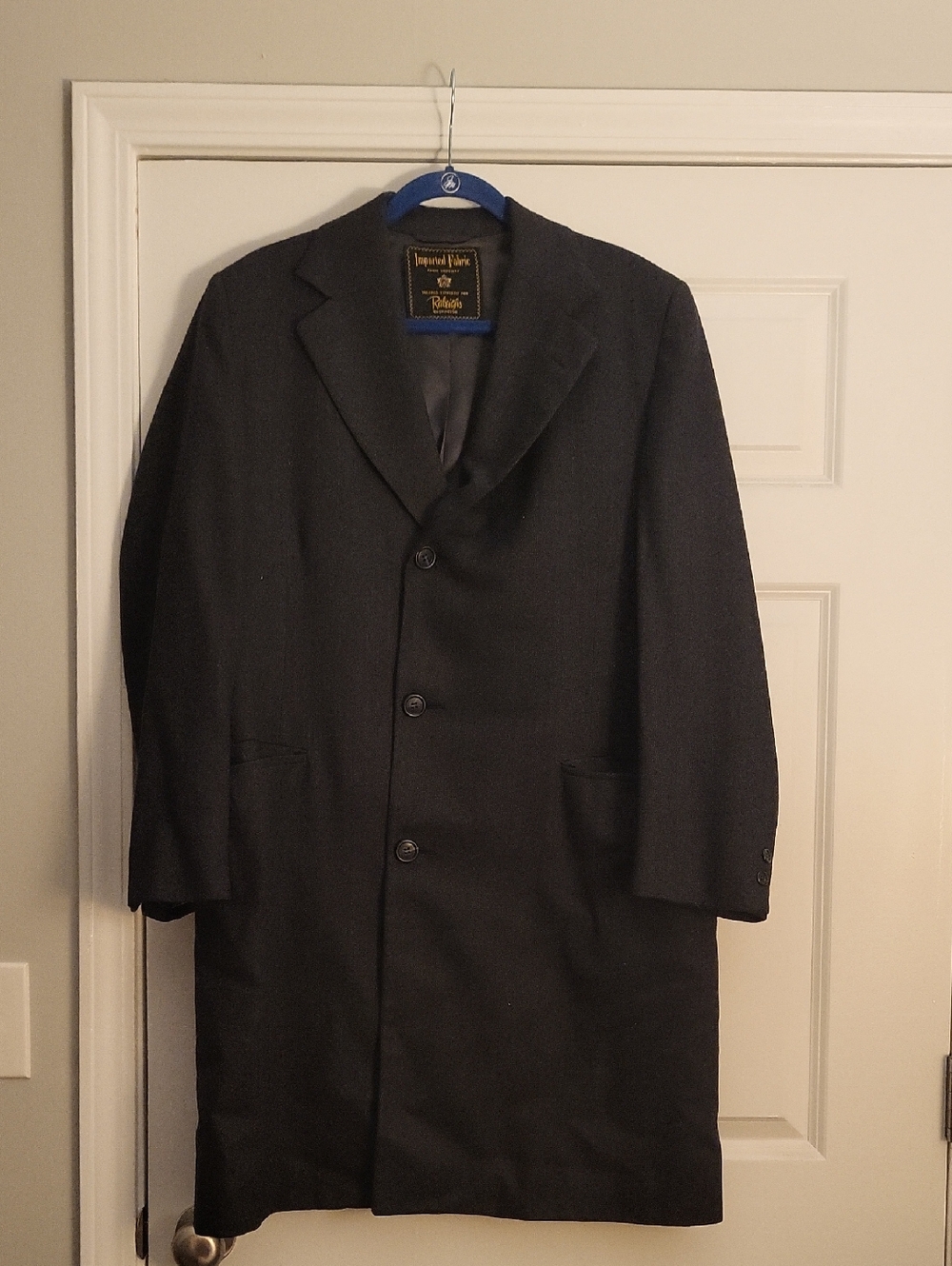 Men's Black Single-Breasted Overcoat